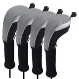 Andux 4/Pack Langer Hals Golf Hybrid Club Head Covers mit austauschbaren Keine. Tag ctmt-02, grau MEHRWEG