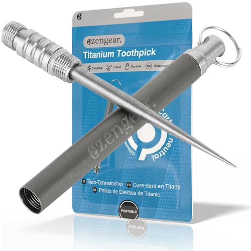 aZengear Titan-Zahnstocher mit Schlüsselring, Metall Schlüsselanhänger | leicht, tragbar, wiederverwendbar - am besten für Camping, Outdoor, Reisen, Picknicks