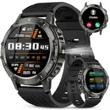 Smartwatch Herren, 1.45" HD Smart Watch Herren mit Anrufe tätigen/Empfangen, 114+Sportmodi Fitnessuhr mit Herzfrequenz/Schrittzähler/Schlafmonitor, IP68 Wasserdicht Sportuhr für Android iOS, Schwarz