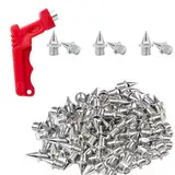 Spike Nägel 6mm mit Spikeschlüssel,50 Stück Spikes,Robuster Stahl Spikes Pyramid Ersatz Spikes Leichtathletik Ersatzdornen für Track Schuhe Weitspringen Laufen Wandern(Silber)