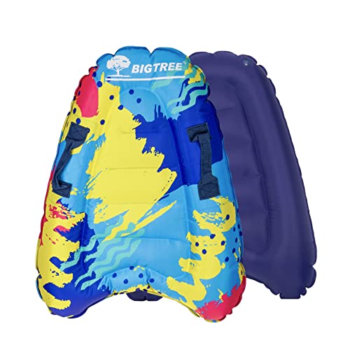KAHOO Aufblasbares Bodyboard mit Griffen,s Schwimmbrett Faltbares Surfboard ,Float Surfbrett für Erwachsene zum Strandsurfen Pool Schwimmen Wassersport(Y1), Himmelblau und dunkelblau, 75*52*15cm