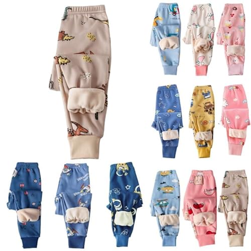 Generisch Kinder Thermohose Gefütterte Hose Winterhose Kuschel Jogginghose Thermo Leggings Elastische Taille Sporthose Warme Hosen für Jungen und Mädchen 1-13 Jahre Alt