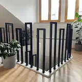 T-ZBDZ Treppengeländer Innen Schwarz, Treppengeländer U Form, U Förmiger Geländer Treppe Außen, Metall Handlauf Treppe für Treppen Terrass Flure Wohnungen Villen, Geländer Vertikal Montiert, 95cm