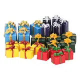 25 Stück Puppenhaus-Weihnachtsgeschenkboxen aus Kunstharz, 5 Farben, Pädagogische Mini-Ornamente mit Lebensechten Details, Perfektes Zubehör für 1:12 Puppenhaus