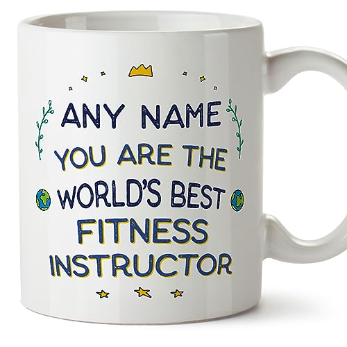 Mugffins Tassen Personalisierten für FITNESSLEHRERIN - Auf Englisch - World's Best - 11 oz / 330 ml - Individuell Anpassbar Geschenk Mitarbeiter