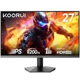 KOORUI Gaming Monitor 27 Zoll | 165Hz/200HZ | IPS | FHD 1920 x 1080 | 1 ms Computer Monitor Adaptive Sync | 75 x 75 mm VESA | 2 x HDMI 2.0 & DisplayPort 1.4, Schwarz