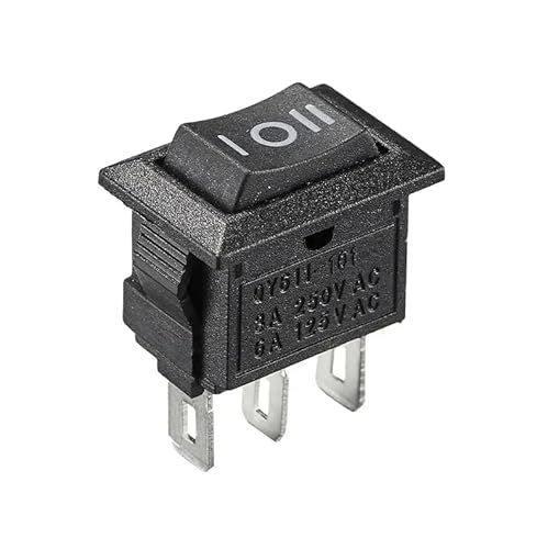 Mini-Wippschalter 9x13mm, Umschalter, 3-pin 250V 3A AC/DC, (6V 9V 12V 24V 125V) schwarz rechteckig, 3 Polig EIN/AUS/EIN