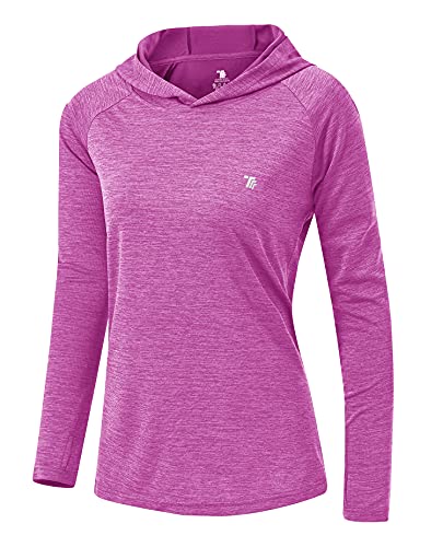 YSENTO Damen Sport Shirt Langarm Laufshirt Leicht Puli Hoodies Sweatshirts Yoga UV Schutz Wandershirt(Lila,M)