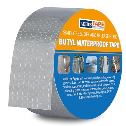 ADHES Butylband Dichtungsbänder Silber Aluminiumfolie Tape Wasserfestes Klebeband Reperaturband Flachdach (5cm x 5m)