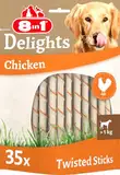 8in1 Delights Chicken Twisted Sticks - gesunde Kaustangen für Hunde, hochwertiges Hähnchenfleisch eingewickelt in Rinderhaut, 35 Stück