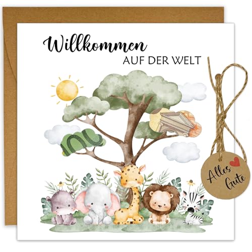 JOYEASE Karte zur Geburt mit Umschlag, Geschenke zur Geburt Mädchen Jungen, Baby Karte Geburt Geldgeschenk, Glückwunschkarte Baby Geschenk Geburt