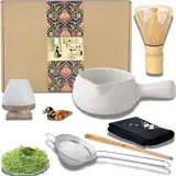 YIN AISIKE Matcha Zeremonie Kit für japanische Teezeremonie, Schüssel mit Ausgießer und Griff, Schneebesen, Teeschaufel, Matcha-Pulversieb, Matcha-Teeset für die Herstellung von Usucha, Koicha und