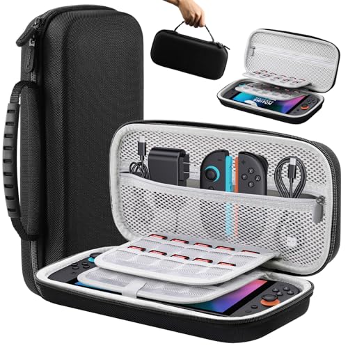 Lmcpa Tasche für 2025 Nintendo Switch 2-Konsole, Reisetasche mit 20 Spielkassetten, Schützende Tragbare Hartschalentasche für 2025 Nintendo Switch 2-Konsole und Zubehör, Schwarz