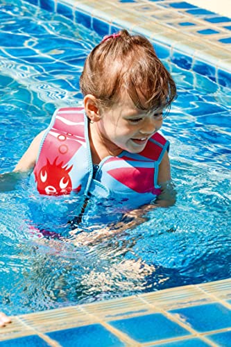 BECO-Sealife Schwimmweste Kinder 1-3 Jahren, Schwimmlernweste für Kinder von 15-19 kg mit variablen Auftriebskörpern, Beingurt und langem Reißverschluss – in Blau/Pink