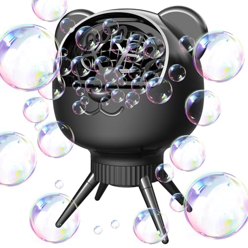 NesveCit Automatische Seifenblasenmaschine, 38000+ Seifenblasen/Min. Automatische Blasenmacher für Kinder, 90°/180° Rotation 500ml Seifenblasen für Kinder/Haustier/Hochzeit/Party/Geschenk(schwarz)