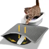 Conlun Katzenklo Matte, 58x42cm Waben Doppelschicht Katzenstreu Matte, Urin- & wasserdichte Katzenmatte Katzenklo, Leicht zu reinigen, rutschfeste Katzenmatte für den Boden, Grau, 2317