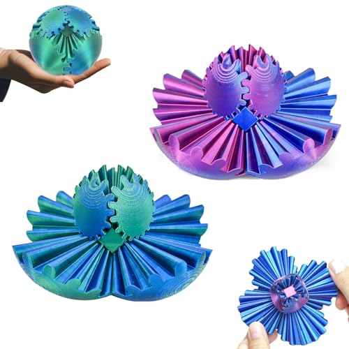 2 Stück Gearsphere, Zahnradball, Zahnrad Kugel, 3D Gear Ball, Zahnradkugel, Steampunk Whirling Wonder Fidget, Anti Stress Spielzeug, Stressabbau-Spielzeug für Kinder und Erwachsener (7cm)