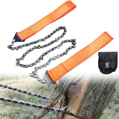 Tragbare Kettensäge, Handsäge, Kabelsäge für Survival, Camping, Jagd, Stahl, bidirektionale Klinge, leicht zum Schneiden des Zweiges (11 Zähne, 103 cm)