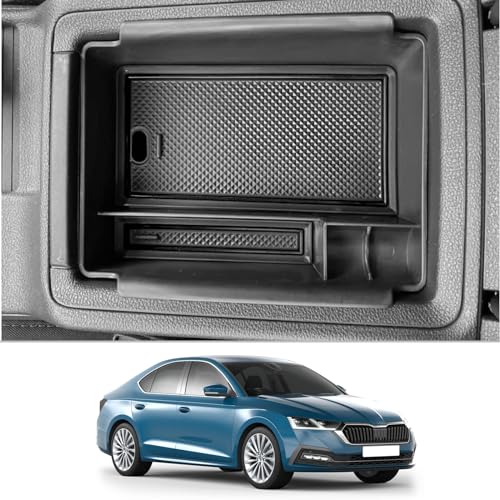 CDEFG Kompatibel mit Skoda Octavia 4 2020-2023 2024 2025 Mittelkonsole Armlehne Organizer Octavia IV Armlehnen Aufbewahrungsbox Handschuhfach Aufbewahrung Auto Center Console Tray Zubehör(Schwarz)