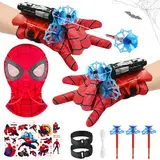 Launcher Handschuh, Spider Launcher Handschuh, Kids Spider Hero Handschuhe, Super Spider Launcher mit Maske und Aufkleber, Cosplay Spider Handschuhe Requisiten, Geschenk für Kinder Fans (A)