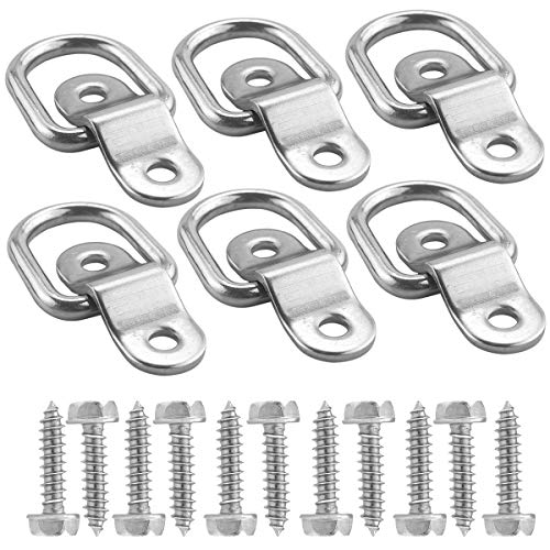 TooTaci 6 Stück D Ring Zurrösen,D-Ringe Zurring Augplatte Edelstahl Aufbauring mit Schrauben,Aufbauzurrösen Edelstahl D Ring Zurrring Heavy Duty für Anhänger,LKW,Bootszubehör,pkw,Kajak