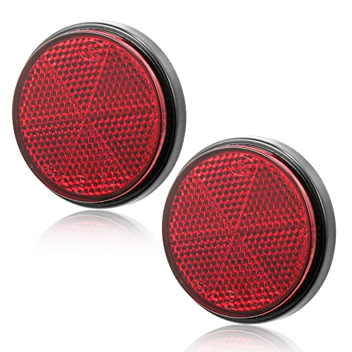 AGRISHOP 2x Reflektoren Rückstrahler,Reflektoren Anhänger PKW Selbstklebend,Rot Rechteckige Reflektoren,Ø60mm,Katzenauge Selbstklebend,Rückstrahler Anhänger Rot (Runde/Selbstklebend/Rot/2Stück)