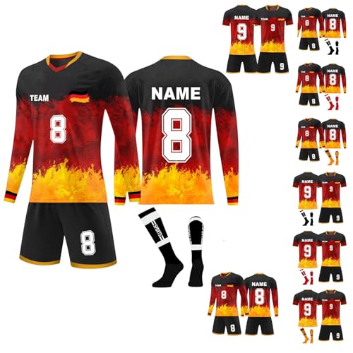 Generic Blitzangebote des Tages Trikot Fussball Junge Langarm Tshirt Und Shorts Fußball Trikot Kinder Mit Eigenem Namen Fußball Kinder Football Uniform Trikot Fussball Junge(5-Black,13 Jahre)