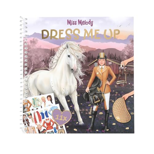 Depesche 12863 Miss Melody Dress me up - Stickerbuch mit 24 Seiten zum Gestalten schicker Outfits, Malheft mit 11 Stickerbogen