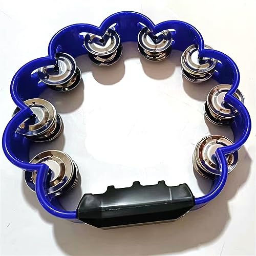 FCSHFC Quincunx-Form Tamborine Percussion Instrumente Erwachsene Plastik Tamburin Mit Doppelreihe Metallklingel Handtrommel Schlagzeug(Color:Blau)