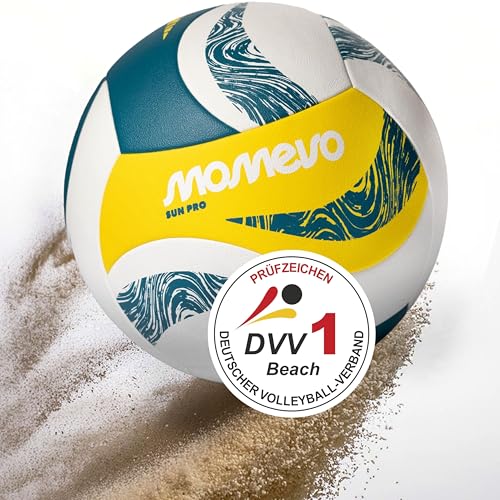 Momevo SunPro Offizieller Beachvolleyball, DVV Zertifiziert, offizielle Größe 5, weiche Mikrofaser PU Oberfläche - für Outdoor Sandsport Strandsport Geschenk