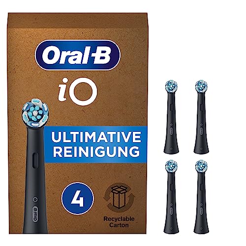 Oral-B iO Ultimative Reinigung Aufsteckbürsten für elektrische Zahnbürste, 4 Stück, ultimative Zahnreinigung mit iO Technologie, schwarz, briefkastenfähige Verpackung