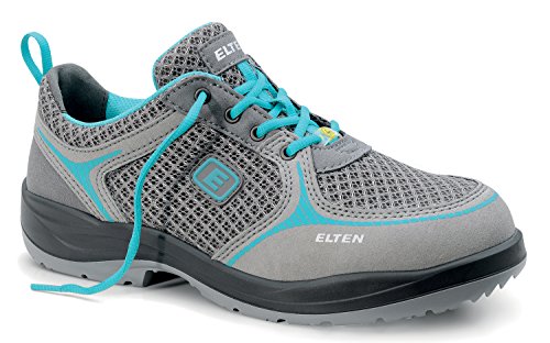 ELTEN Sicherheitsschuhe MILA aqua Low ESD S1, Damen, Textil, Stahlkappe, leicht, sportlich, Grau/Türkis, Größe: 40