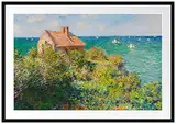 Pixxprint Claude Monet - Fischer-Häuschen in Varengeville Bilderrahmen mit Galerie-Passepartout, Format: 38x30cm, garahmt, hochwertige Leinwandbild Alternative