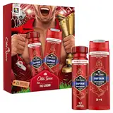 Old Spice Fußball Kulturbeutel Geschenkset für Männer mit Captain Deodorant Bodyspray 150ml und Duschgel 250ml