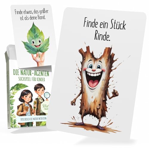 Creatastic® - Die Natur-Agenten | Gefunden Outdoor Suchspiel Kinder [50 lustige Karten + Anleitung] ab 8 | Outdoor Spiele für Kinder | Kindergeburtstag Spiele | Outdoor Suchspiel Karten