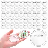 50 Stück Buttons Selber Machen Transparente Acryl Knopfnadeln Buttons Anstecker ohne Buttonmaschine 37 mm Abzeichen Werkzeuge Kleidung Rucksack Sicherheitsnadeln Fotos Basteln DIY Zubehör