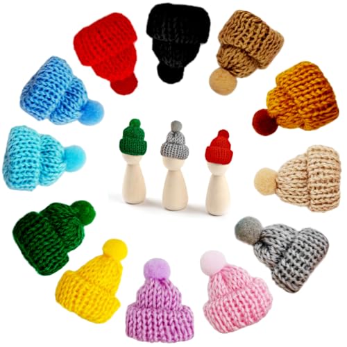 VOPIWOZ 60 Mini Weihnachtsmützen, Mini Partyhüte für Kuscheltiere, 12 Colors Weihnachtsmütze Klein, Mini Mützen Glückswürmchen, Nikolausmütze für Flaschen, für DIY Kleine Mützen zum Basteln