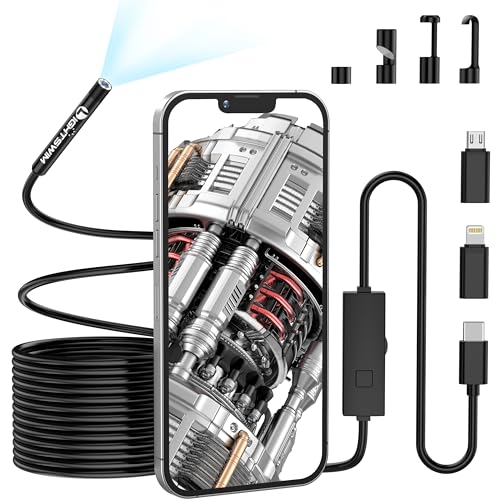 5,5 mm 1920P Endoskop-Schlangen inspektionskamera, Lightswim Typ-C-Endoskop, Scope-Kamera mit 8 LED-Leuchten für Android- und iOS-Smartphones, iPhone, iPad, Samsung (16,5 ft/5 m)