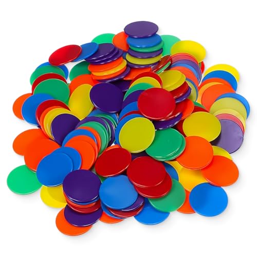 NJCXOLA 100 Stücke Kunststoff Pokerchips,Farbzähler Zähler Bingo, Chips Kunststoff, Zählchips für Kinder Spiel Mathematik Zählen Bingospiel Blanko Kunststoffzähler für Kinder Belohnung