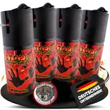 4 x Wilhelm Pfefferspray 40 ml Tierabwehr Selbstverteidigung CS KO Spray hochdosiert (ca. 2 Mio. Scoville) effektives Verteidigungsspray