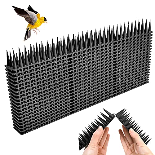 QINERSAW 20er Set 8,6 Meter Kunststoff Vogelabwehr Taubenschutz Katzen Spikes Taubenabwehr Balkon Vogelschutz Katzenabwehr Spikes Taubenspikes Vogel Spikes Schwarz 43x4cmx3,3cm 3-reihig