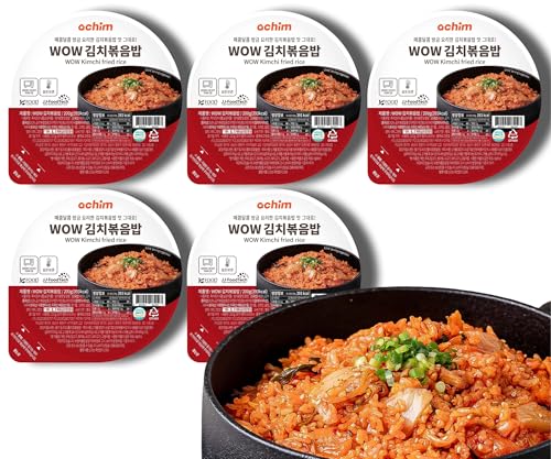 ACHIM WOW Fertigreis mit Kimchi & Gemüse | 200g | Schnelle vegane Mahlzeit | Mikrowellenfertig in 90 Sekunden | Reich an Gemüse & ohne Konservierungsstoffe (5er-Pack, Gebratener Kimchi-Reis 200g)