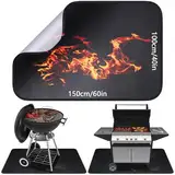 Feuerfeste Unterlage 100 × 150cm, Glasfasersilikon Hitzeschutzmatte, Grillmatte Bodenschutz, Bodenschutzmatte, Funkenschutzplatte, Grillteppich für BBQ Grills Kaminöfen Boden Rasen