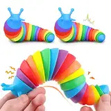 Yolistar 2 Stück Fidgets Slug Spielzeug,Lustige Flexible Kreatives Schneckenspielzeug für Kinder Erwachsene,Flexible Dekompressionsschnecke zum Entspannen,Garten Ornament