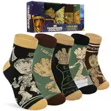 Marvel Socken Herren, Ankle Socks im 5er-Pack, Weich & Atmungsaktiv - Geschenke für Männer (Mehrfarbig Groot)