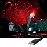 URAQT LED Auto Decke Starlight,Einstellbar Innen Atmosphäre Licht Mehrere Modi Plug and Play USB Mini Projection L Universal für Zuhause Party (Rot)