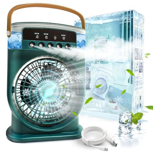 Mobile Klimaanlage Leise 4 in 1, Luftkühler Mini mit Akku, Klimagerät Mobil ohne Abluftschlauch, Mini Klimaanlage Tragbar, Air Conditioner mit Verdunstungskühlung Ventilator Type-C mit Timer (Grün)
