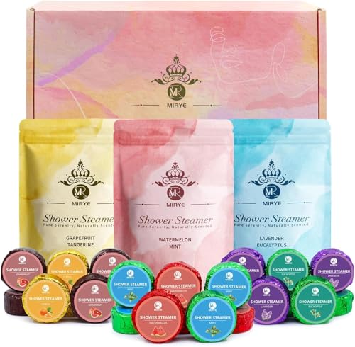 Shower Steamers Aromatherapie, Geschenke für Frauen Männer, Duschbomben Für Frauen, 24 Stück mit 6 Düften, Geburtstagsgeschenk für Freundin Mama, Home Spa Self Care Relaxation Valentine's Gift