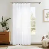 MRTREES vorhänge mit kräuselband 245cm lang 200cm breit gardinen weiß mit kräuselband gardine mit kräuselband für schiene Vorhang kräuselband 1er Set weiß halbtransparent 1 Stücke Stores