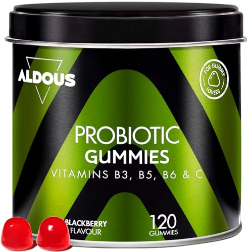 Probiotika Darmsanierung - 120 Gummies mit Natürlichem Brombeergeschmack - Darmflora, Blähungen, Völlegefühl - Bifidobacterium, Lactobacillus, Vitamin C, B3, B5, B6 - Für Gummibärchen-Liebhaber